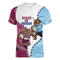 QLD Maroons and NSW Blues 2025 Women V-Neck T-Shirt Come On Together