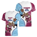 QLD Maroons and NSW Blues 2025 Women V-Neck T-Shirt Come On Together