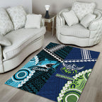 Rugby Sharks and Raiders Area Rug 2026 Together Aboriginal Polynesian Pattern