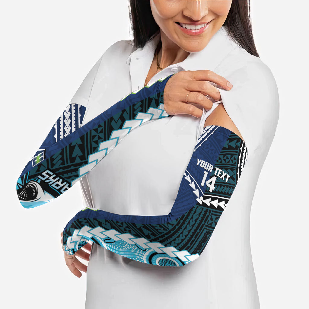 Custom Rugby Sharks and Raiders Arm Sleeves 2026 Together Aboriginal Polynesian Pattern