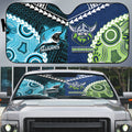 Rugby Sharks and Raiders Auto Sun Shade 2026 Together Aboriginal Polynesian Pattern