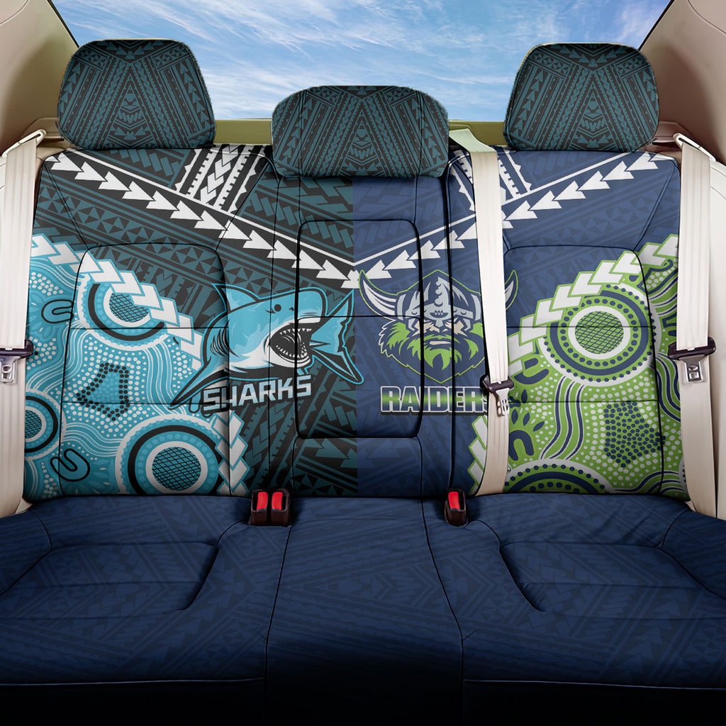 Rugby Sharks and Raiders Back Car Seat Cover 2026 Together Aboriginal Polynesian Pattern