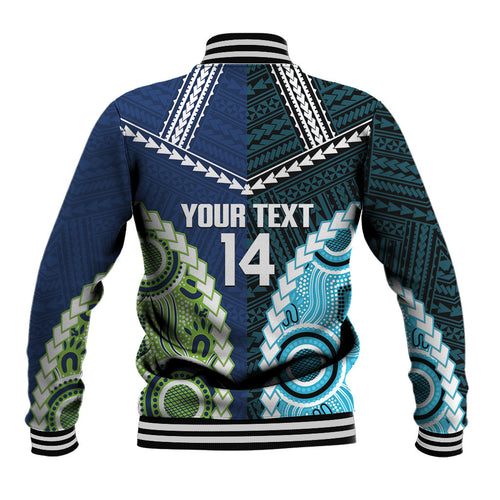 Custom Rugby Sharks and Raiders Baseball Jacket 2026 Together Aboriginal Polynesian Pattern