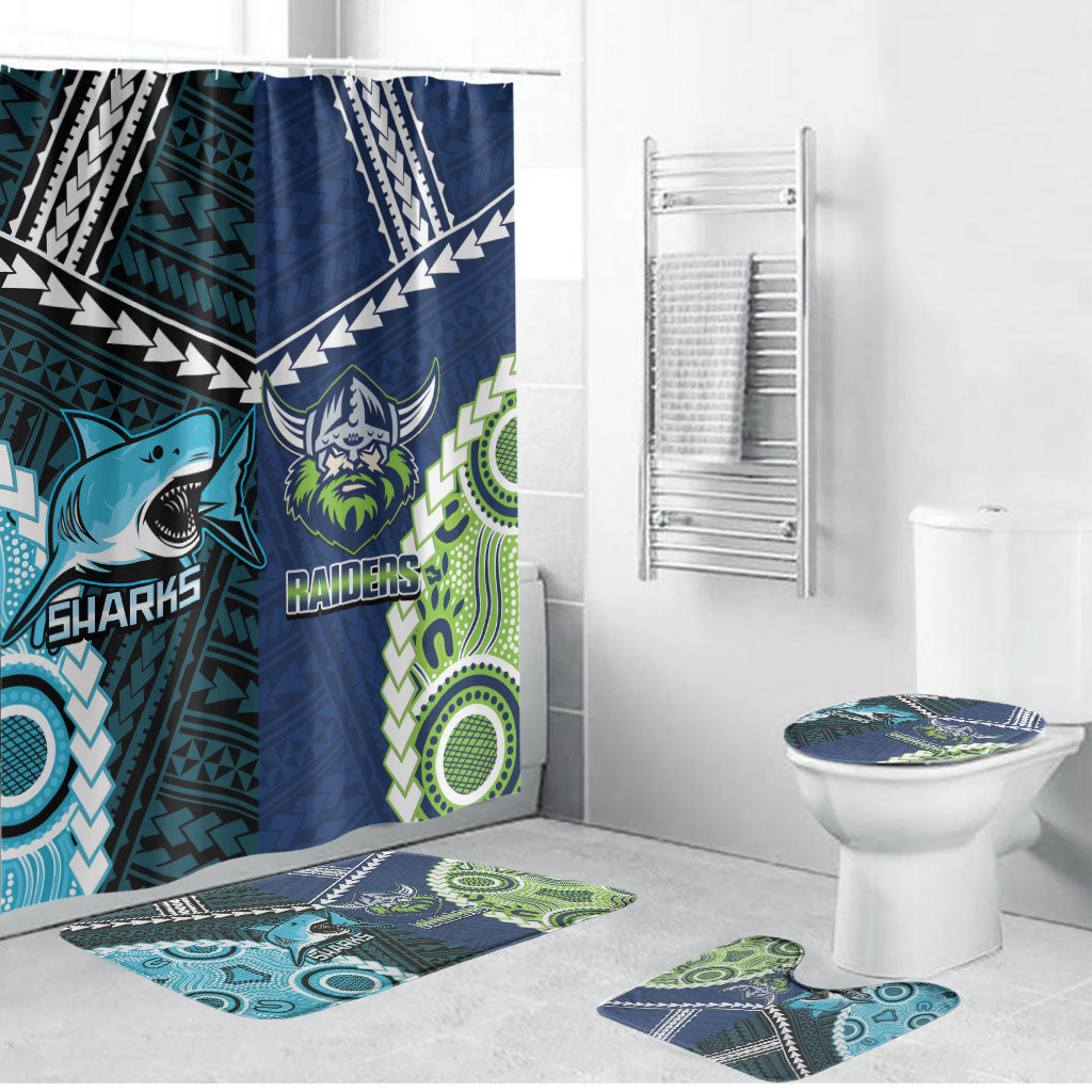 Rugby Sharks and Raiders Bathroom Set 2026 Together Aboriginal Polynesian Pattern