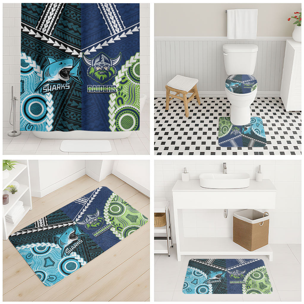 Rugby Sharks and Raiders Bathroom Set 2026 Together Aboriginal Polynesian Pattern