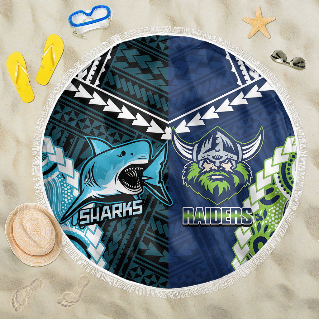 Rugby Sharks and Raiders Beach Blanket 2026 Together Aboriginal Polynesian Pattern