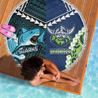 Rugby Sharks and Raiders Beach Blanket 2026 Together Aboriginal Polynesian Pattern