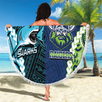 Rugby Sharks and Raiders Beach Blanket 2026 Together Aboriginal Polynesian Pattern