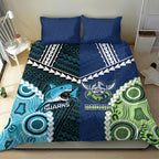 Rugby Sharks and Raiders Bedding Set 2026 Together Aboriginal Polynesian Pattern
