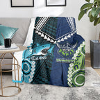 Rugby Sharks and Raiders Blanket 2026 Together Aboriginal Polynesian Pattern