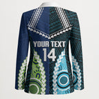 Custom Rugby Sharks and Raiders Blazer 2026 Together Aboriginal Polynesian Pattern