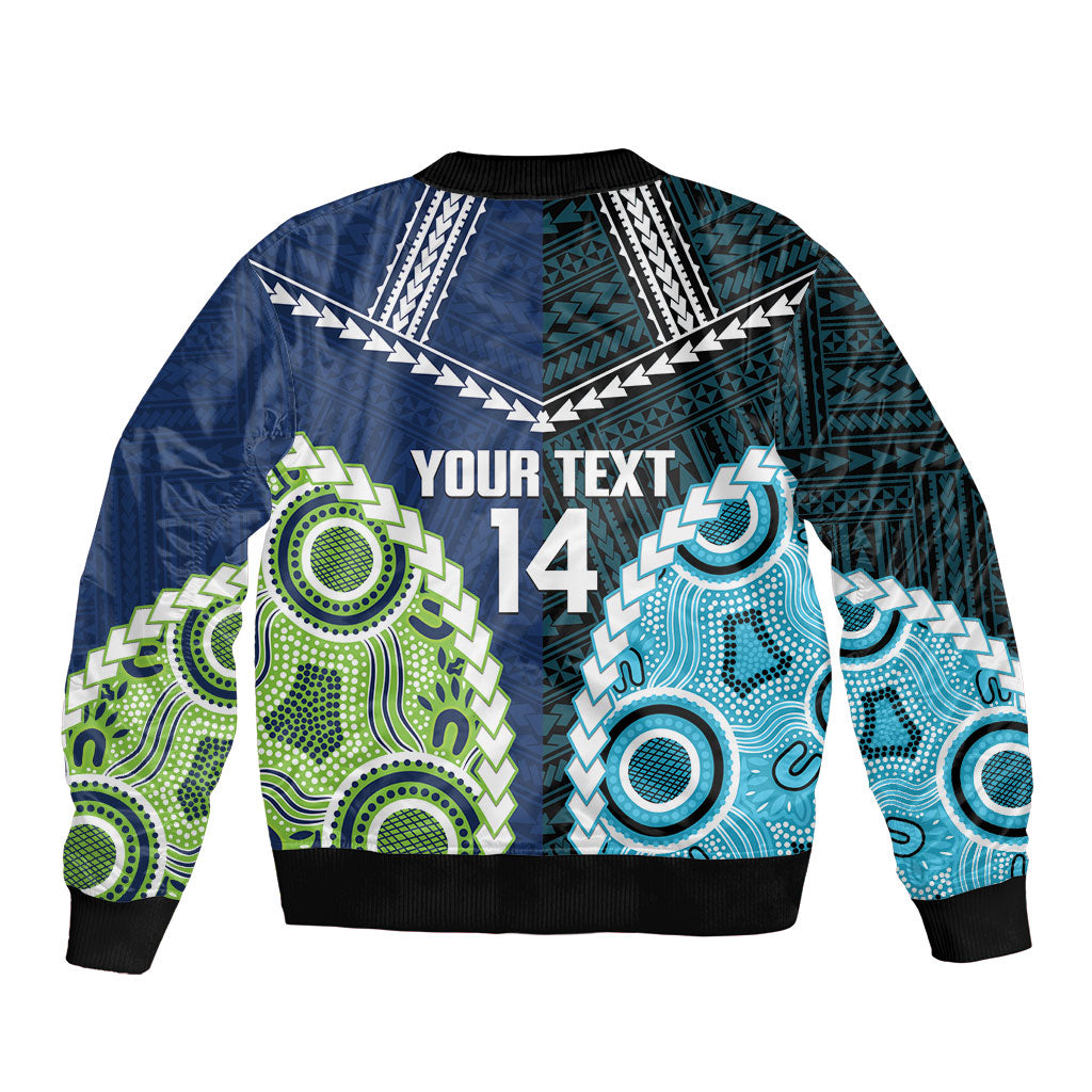 Custom Rugby Sharks and Raiders Bomber Jacket 2026 Together Aboriginal Polynesian Pattern