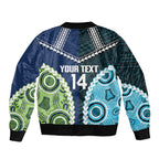 Custom Rugby Sharks and Raiders Bomber Jacket 2026 Together Aboriginal Polynesian Pattern