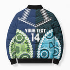 Custom Rugby Sharks and Raiders Bomber Puffer Jacket 2026 Together Aboriginal Polynesian Pattern