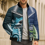 Custom Rugby Sharks and Raiders Bomber Puffer Jacket 2026 Together Aboriginal Polynesian Pattern