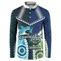 Custom Rugby Sharks and Raiders Button Sweatshirt 2026 Together Aboriginal Polynesian Pattern