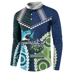 Custom Rugby Sharks and Raiders Button Sweatshirt 2026 Together Aboriginal Polynesian Pattern