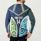 Custom Rugby Sharks and Raiders Button Sweatshirt 2026 Together Aboriginal Polynesian Pattern