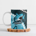 Custom Rugby Sharks and Raiders Ceramic Mug 2026 Together Aboriginal Polynesian Pattern