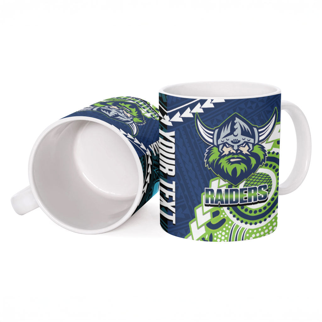 Custom Rugby Sharks and Raiders Ceramic Mug 2026 Together Aboriginal Polynesian Pattern