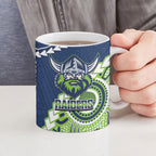 Custom Rugby Sharks and Raiders Ceramic Mug 2026 Together Aboriginal Polynesian Pattern
