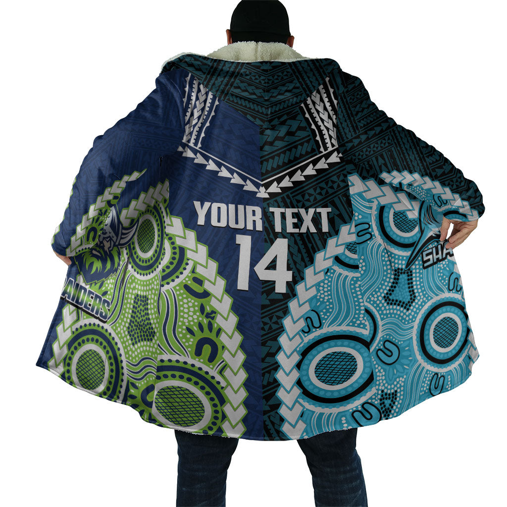 Custom Rugby Sharks and Raiders Cloak 2026 Together Aboriginal Polynesian Pattern