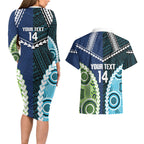 Custom Rugby Sharks and Raiders Couples Matching Long Sleeve Bodycon Dress and Hawaiian Shirt 2026 Together Aboriginal Polynesian Pattern