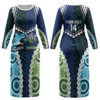 Custom Rugby Sharks and Raiders Couples Matching Long Sleeve Bodycon Dress and Long Sleeve Button Shirt 2026 Together Aboriginal Polynesian Pattern LT14