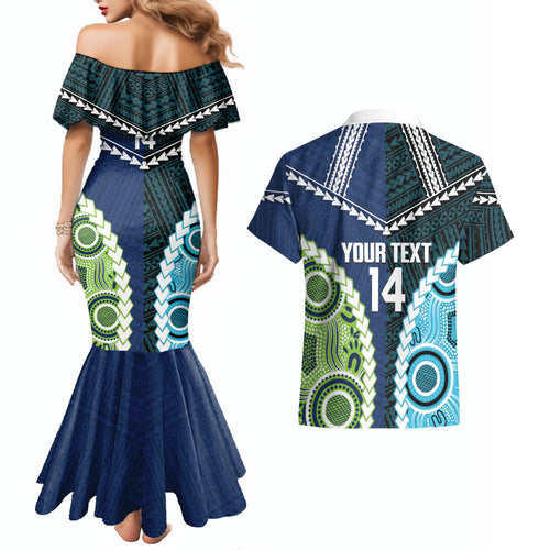 Custom Rugby Sharks and Raiders Couples Matching Mermaid Dress and Hawaiian Shirt 2026 Together Aboriginal Polynesian Pattern