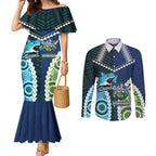 Custom Rugby Sharks and Raiders Couples Matching Mermaid Dress and Long Sleeve Button Shirt 2026 Together Aboriginal Polynesian Pattern