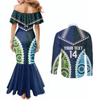 Custom Rugby Sharks and Raiders Couples Matching Mermaid Dress and Long Sleeve Button Shirt 2026 Together Aboriginal Polynesian Pattern