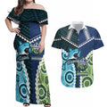 Custom Rugby Sharks and Raiders Couples Matching Off Shoulder Maxi Dress and Hawaiian Shirt 2026 Together Aboriginal Polynesian Pattern