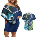 Custom Rugby Sharks and Raiders Couples Matching Off Shoulder Short Dress and Hawaiian Shirt 2026 Together Aboriginal Polynesian Pattern