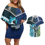 Custom Rugby Sharks and Raiders Couples Matching Off Shoulder Short Dress and Hawaiian Shirt 2026 Together Aboriginal Polynesian Pattern