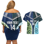 Custom Rugby Sharks and Raiders Couples Matching Off Shoulder Short Dress and Hawaiian Shirt 2026 Together Aboriginal Polynesian Pattern