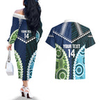 Custom Rugby Sharks and Raiders Couples Matching Off The Shoulder Long Sleeve Dress and Hawaiian Shirt 2026 Together Aboriginal Polynesian Pattern