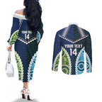 Custom Rugby Sharks and Raiders Couples Matching Off The Shoulder Long Sleeve Dress and Long Sleeve Button Shirt 2026 Together Aboriginal Polynesian Pattern