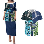 Custom Rugby Sharks and Raiders Couples Matching Puletasi and Hawaiian Shirt 2026 Together Aboriginal Polynesian Pattern