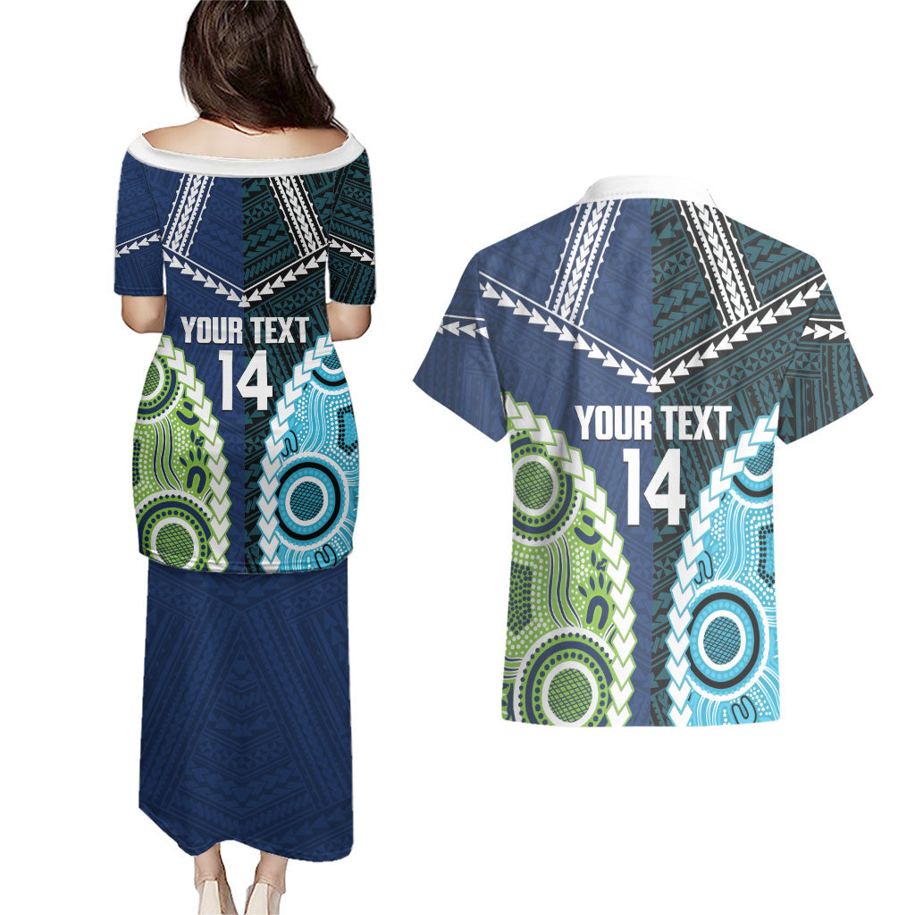 Custom Rugby Sharks and Raiders Couples Matching Puletasi and Hawaiian Shirt 2026 Together Aboriginal Polynesian Pattern