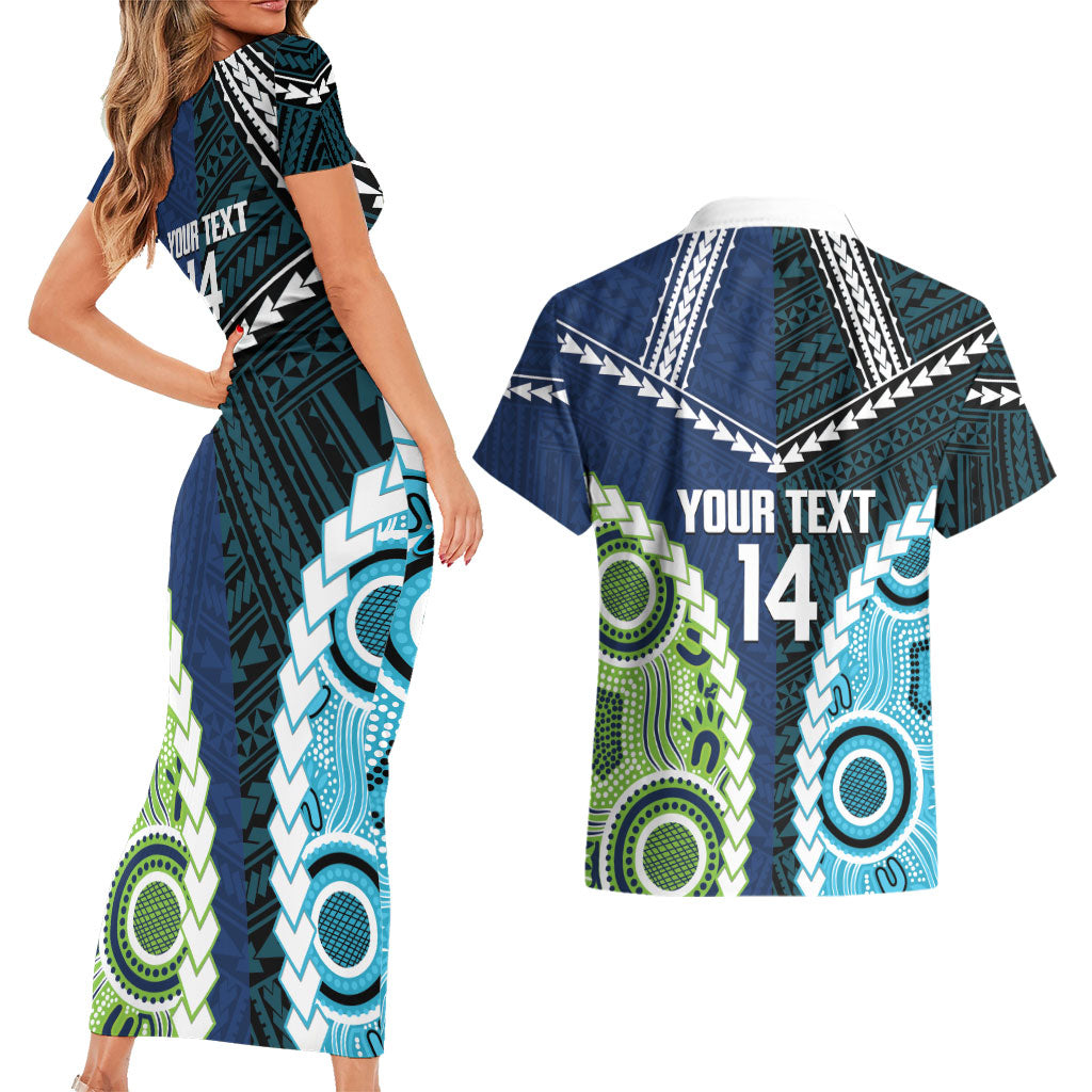 Custom Rugby Sharks and Raiders Couples Matching Short Sleeve Bodycon Dress and Hawaiian Shirt 2026 Together Aboriginal Polynesian Pattern