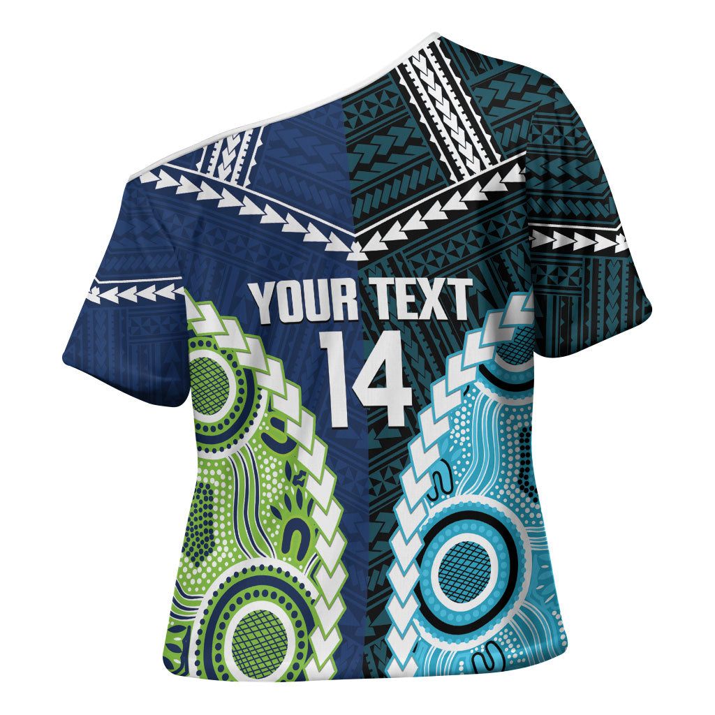 Custom Rugby Sharks and Raiders Cross Shoulder Shirt 2026 Together Aboriginal Polynesian Pattern