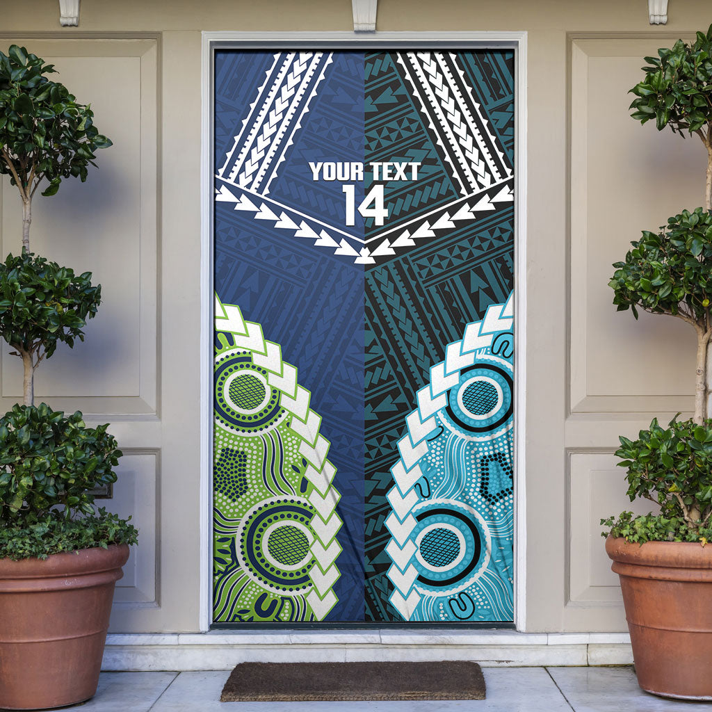 Custom Rugby Sharks and Raiders Door Cover 2026 Together Aboriginal Polynesian Pattern