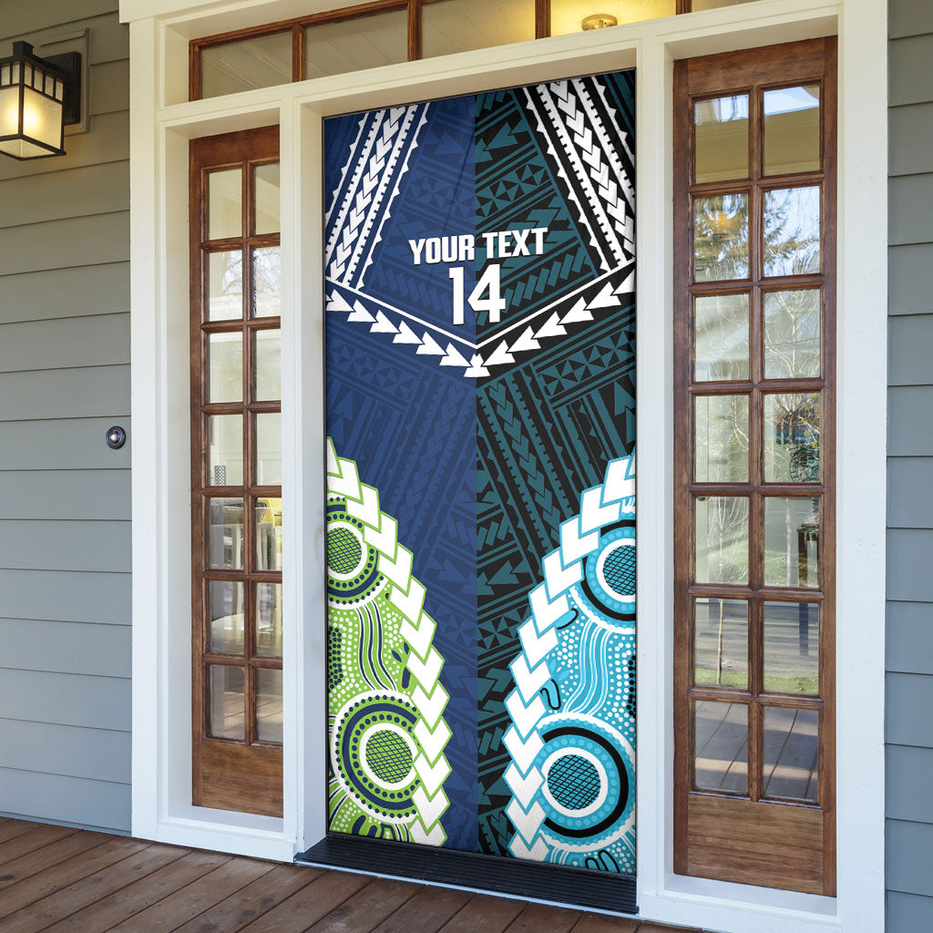 Custom Rugby Sharks and Raiders Door Cover 2026 Together Aboriginal Polynesian Pattern