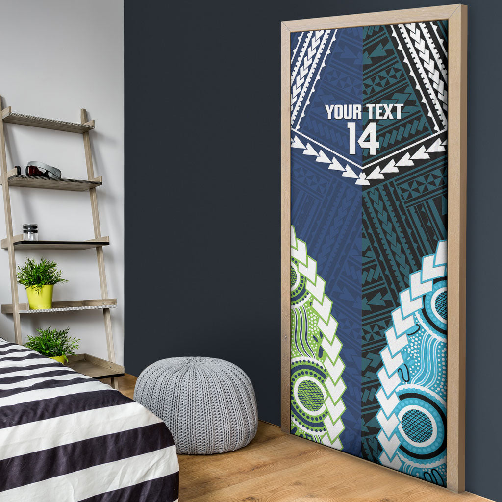 Custom Rugby Sharks and Raiders Door Cover 2026 Together Aboriginal Polynesian Pattern