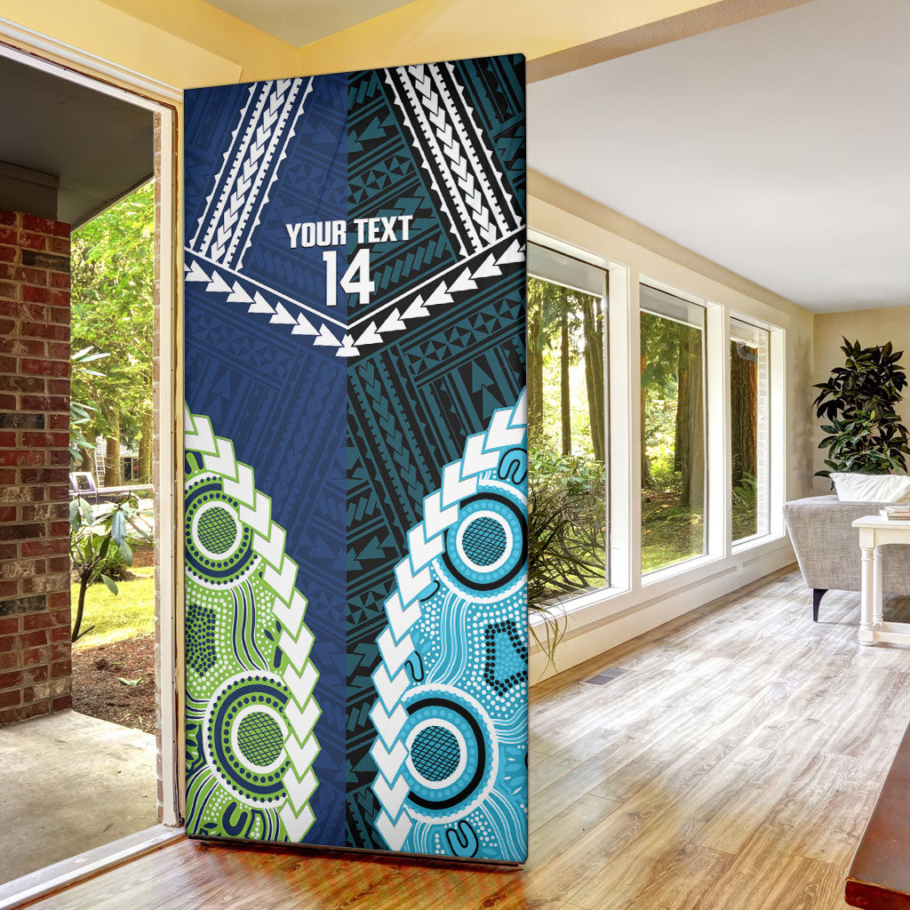 Custom Rugby Sharks and Raiders Door Cover 2026 Together Aboriginal Polynesian Pattern