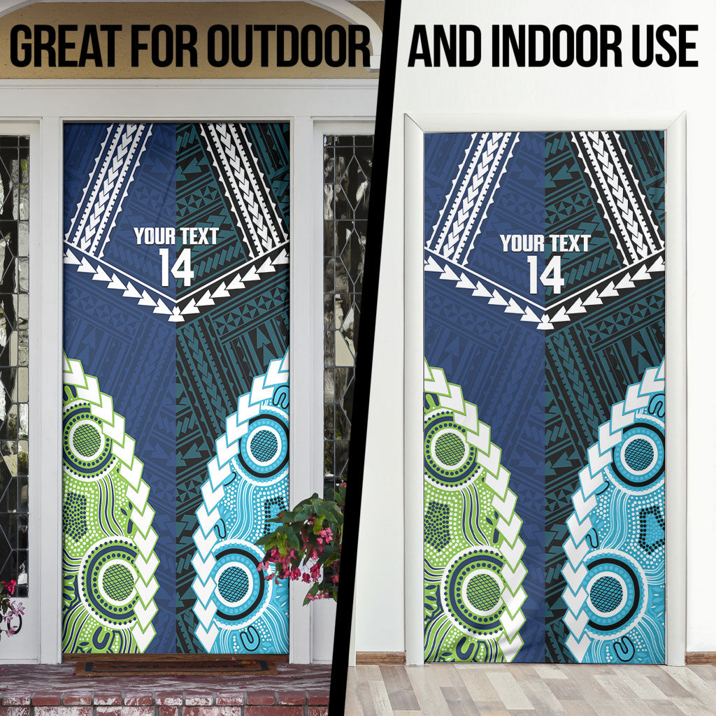 Custom Rugby Sharks and Raiders Door Cover 2026 Together Aboriginal Polynesian Pattern