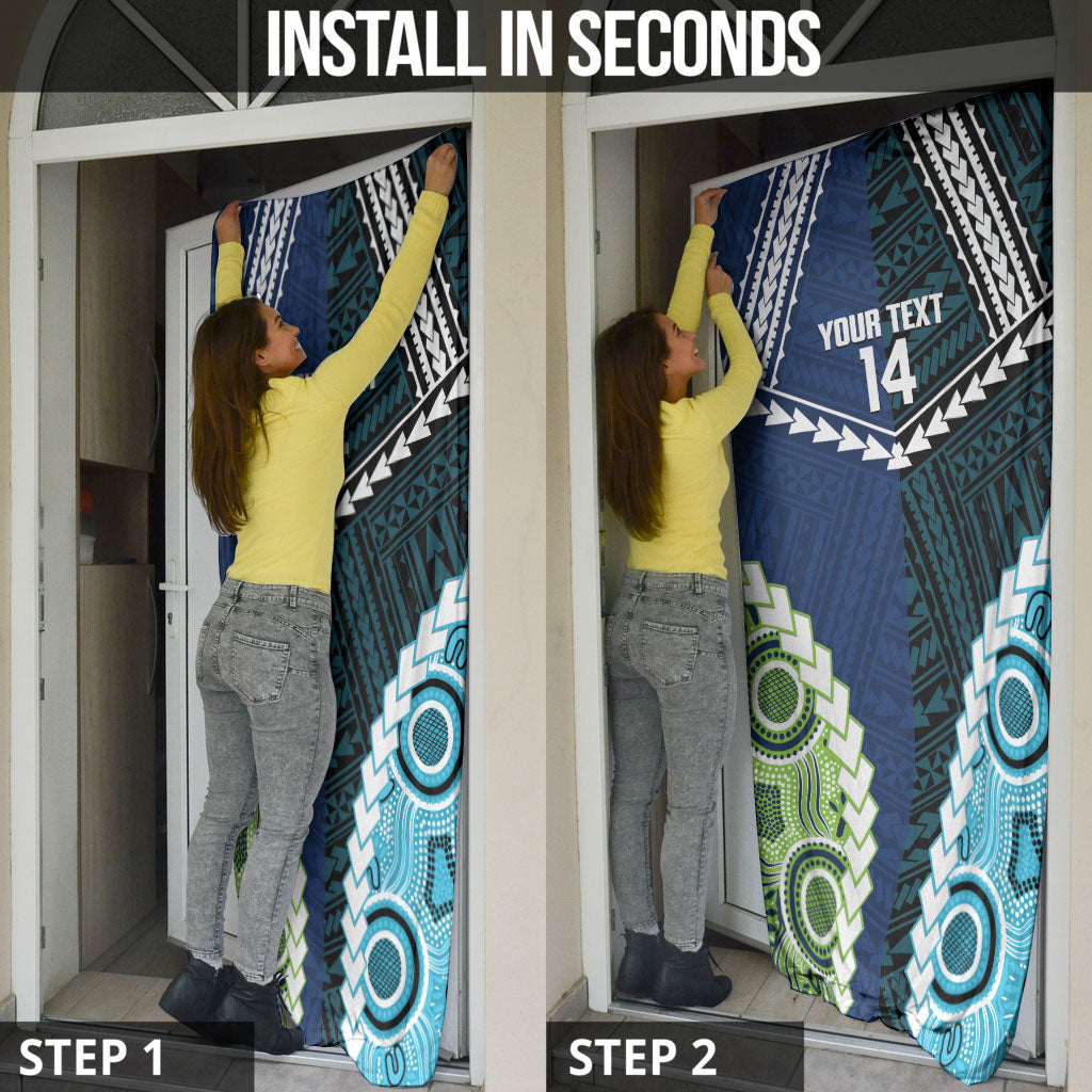 Custom Rugby Sharks and Raiders Door Cover 2026 Together Aboriginal Polynesian Pattern
