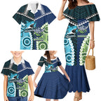 Custom Rugby Sharks and Raiders Family Matching Mermaid Dress and Hawaiian Shirt 2026 Together Aboriginal Polynesian Pattern