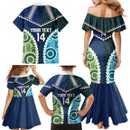 Custom Rugby Sharks and Raiders Family Matching Mermaid Dress and Hawaiian Shirt 2026 Together Aboriginal Polynesian Pattern