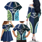 Custom Rugby Sharks and Raiders Family Matching Off The Shoulder Long Sleeve Dress and Hawaiian Shirt 2026 Together Aboriginal Polynesian Pattern